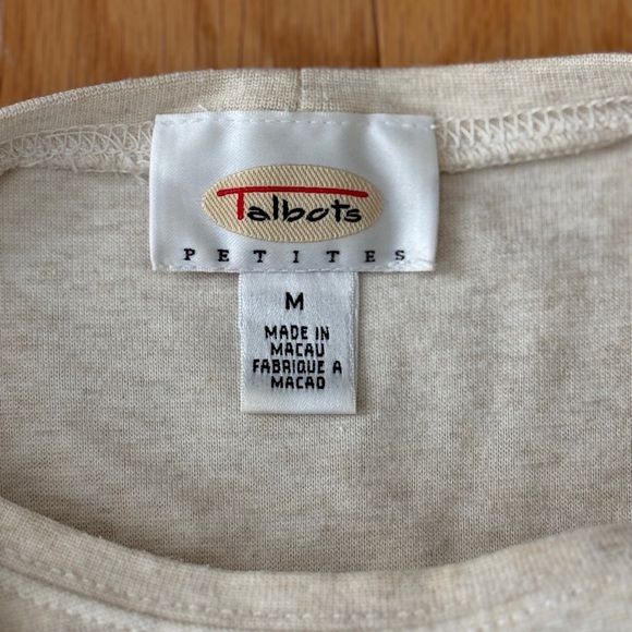 Women’s Ivory Long Sleeve Crew Neck Top x Talbots Petite (Medium) - Picture 2 of 4